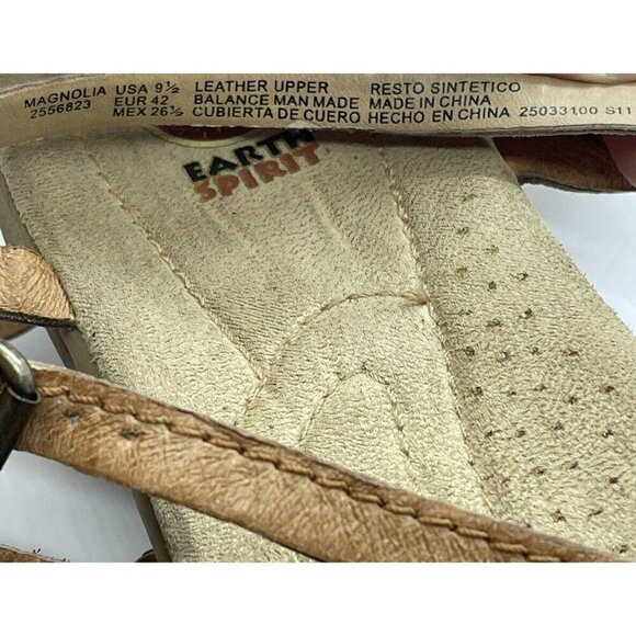 EARTH SPIRIT Gelron 2000 Magnolia Brown Leather Strappy Sandals Women's Sz 9.5 - Picture 9 of 9